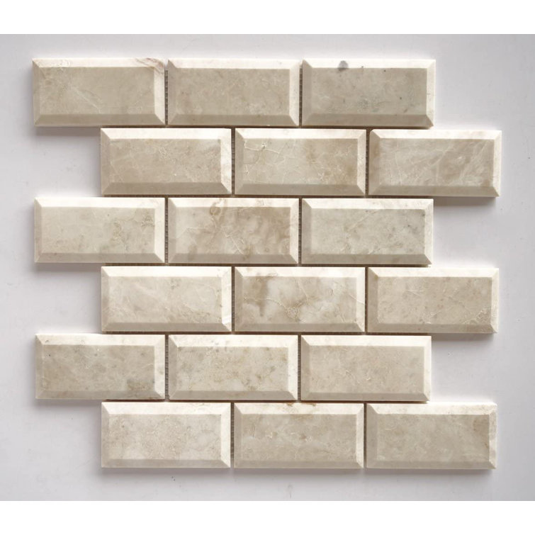 Stone & Tile Shoppe, Inc. Beveled Marble Brick Joint Mosaic Wall